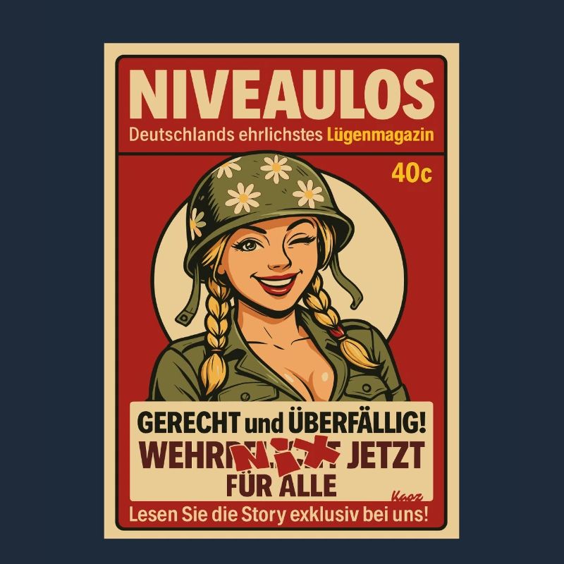 Comicfrau mit Helm im Magazin-Stil