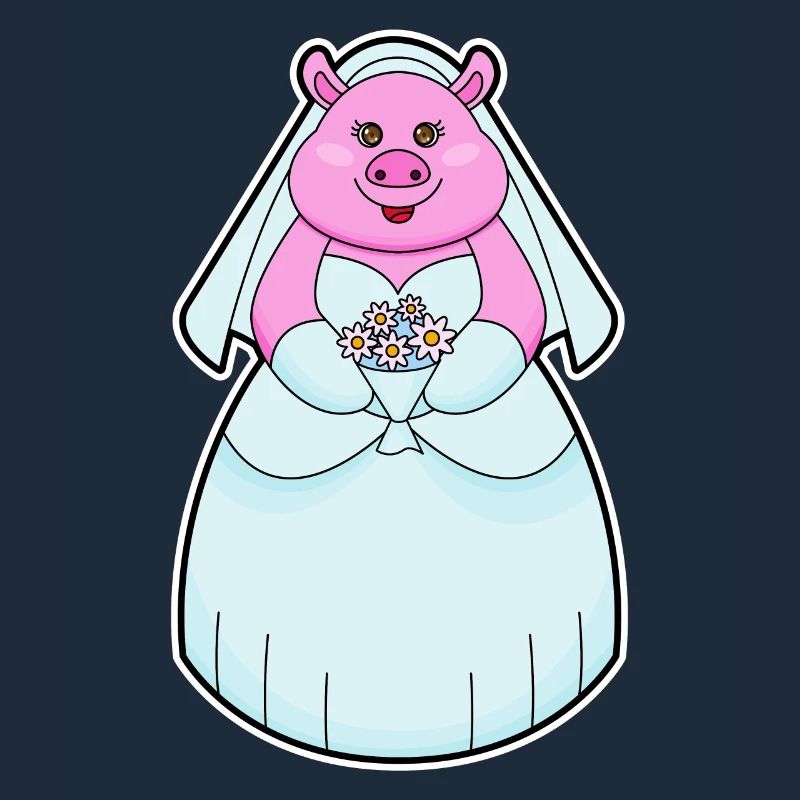 Cochon comme mariée avec voile