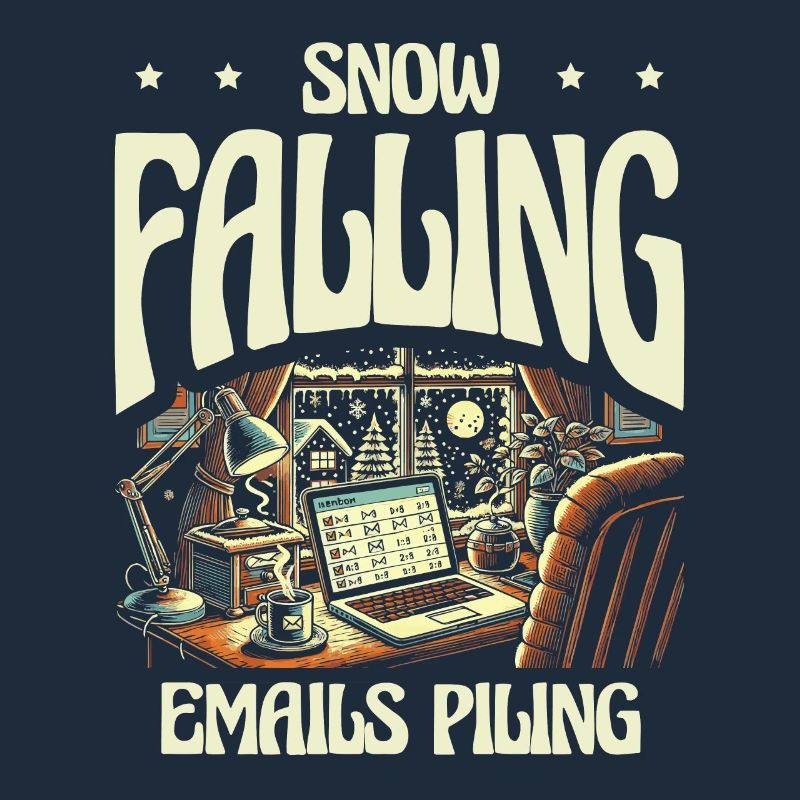 Schnee fallende E-Mails häufen sich, Winterarbeit