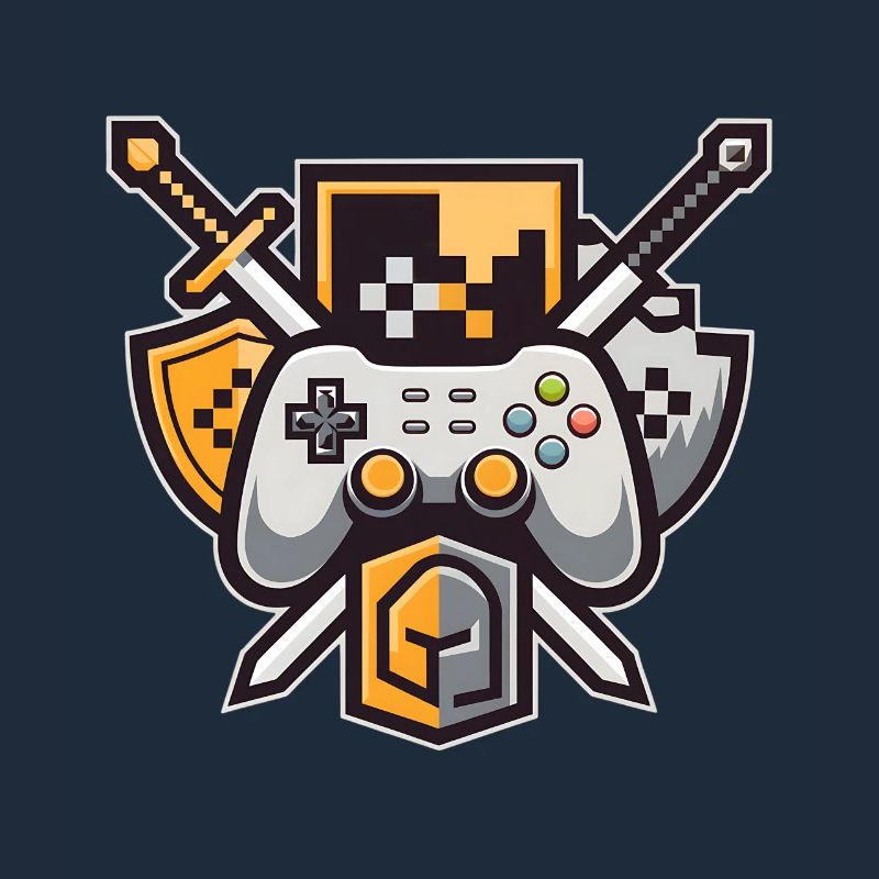 Gaming Logo – Pixel Art Controller und Schwert