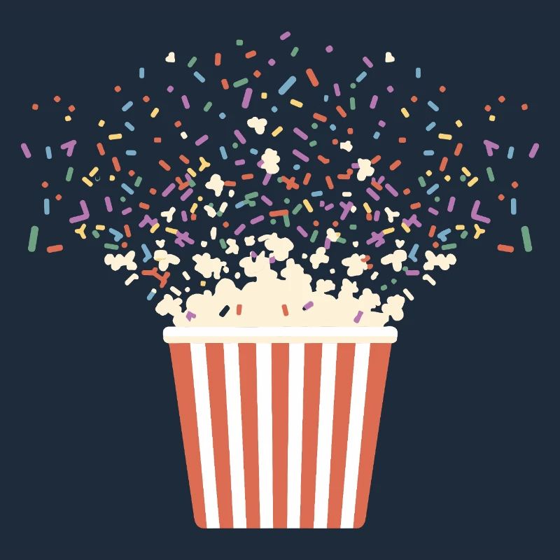 Explosion de pop-corn coloré avec des pépites pour