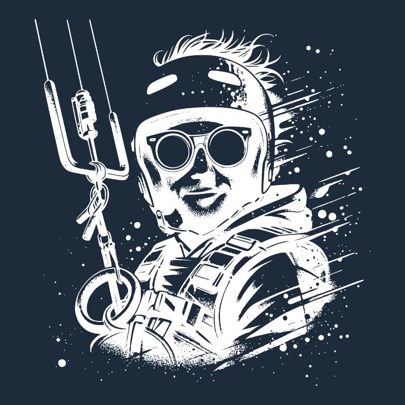 Cool kite surfer man wind surfing in the sky