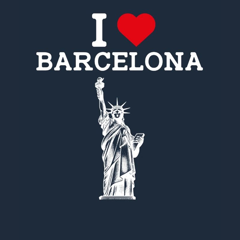 J’aime le drapeau de Barcelone coeur statue de la liberté jeu de mots
