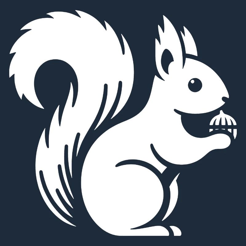 Minimalist Squirrel Silhouette with Nut