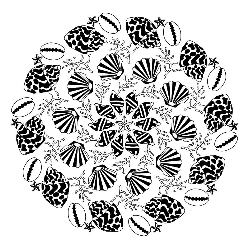Shell Mandala black and white