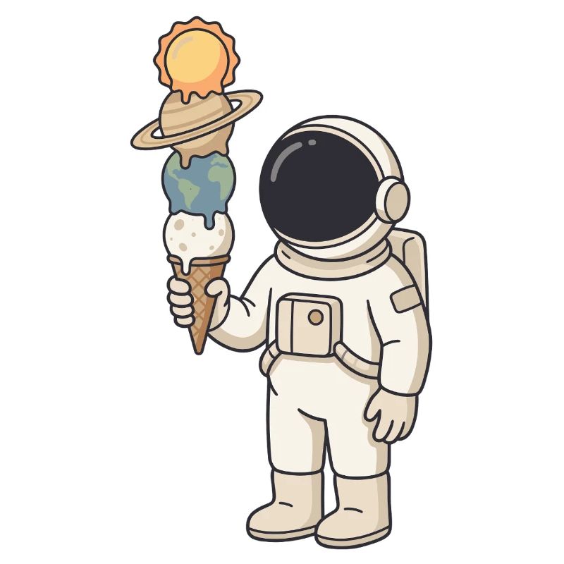 Astronaut mit Planeten-Eis - Cooles Weltraum