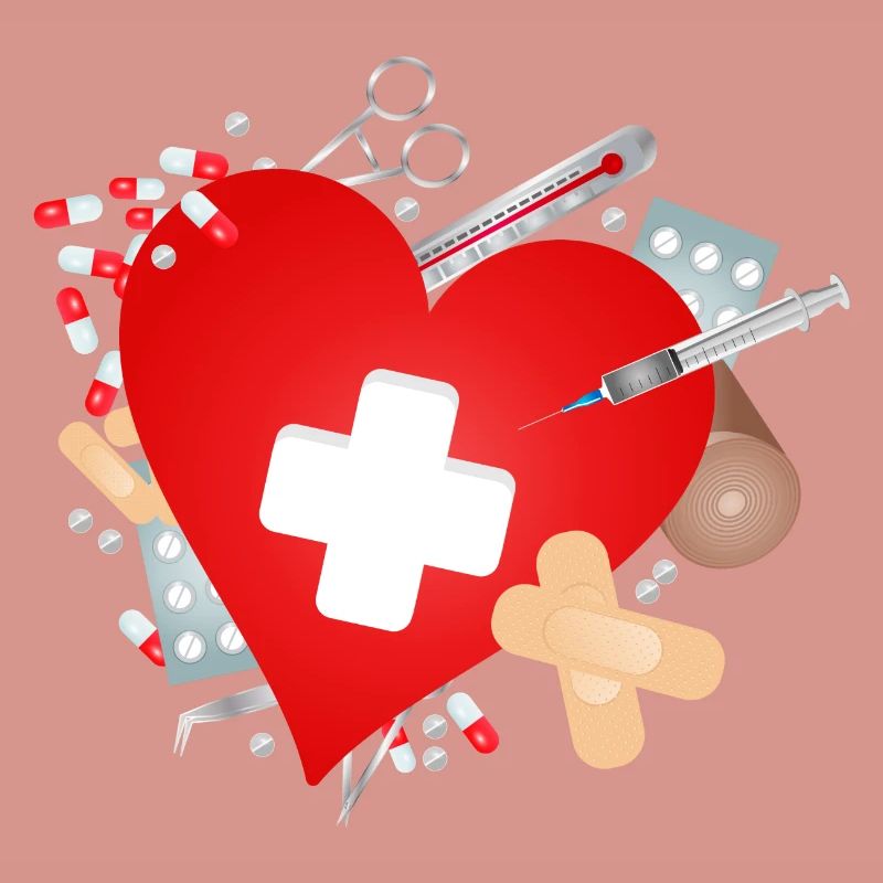 Erste Hilfe Set oder Reiseapotheke mit Herz