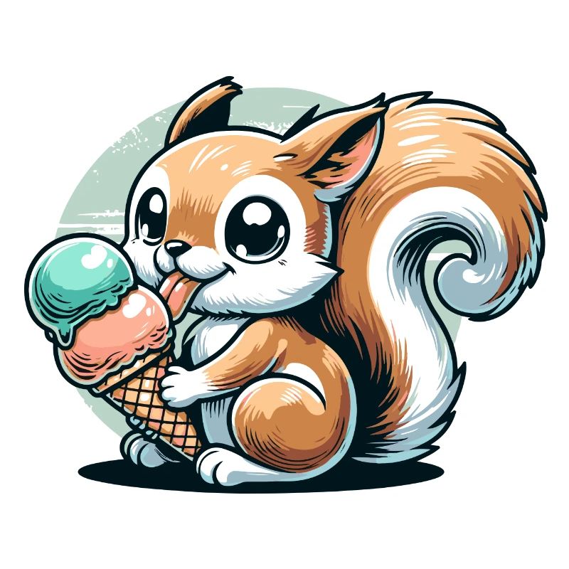 Niedliches Cartoon-Eichhörnchen mit Eiscreme