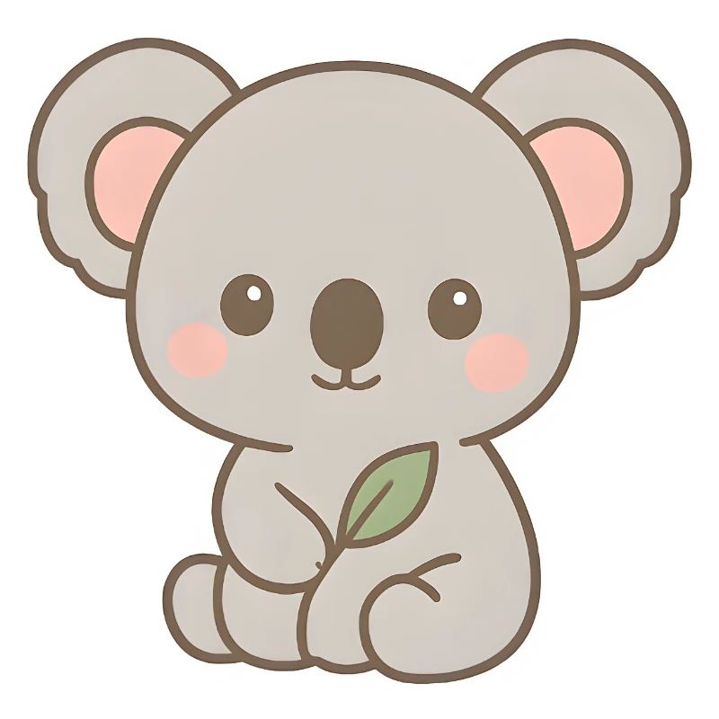 Niedliches Koala Bär Design mit Blättern