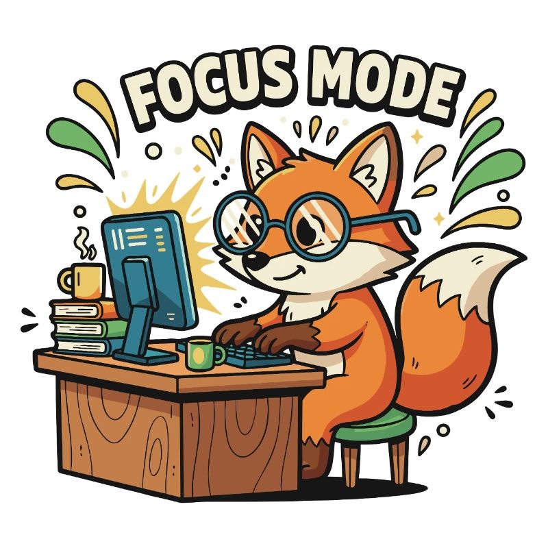Focus mode fox on the computer