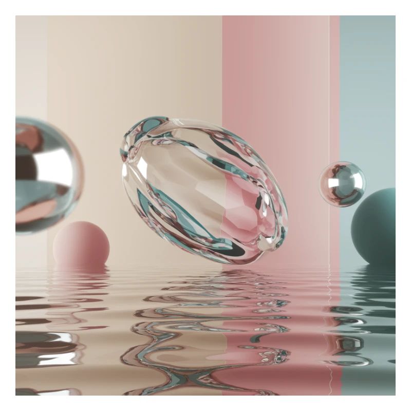 Reflets pastel dans sphère abstraite