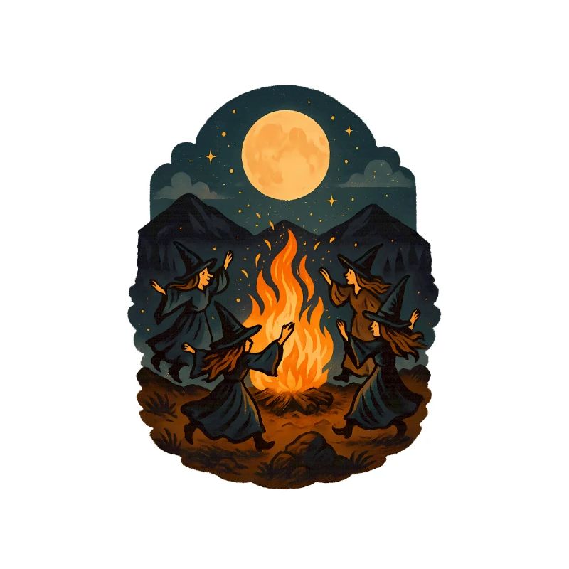 Witch Dance at Full Moon – Magic Fire Ritual