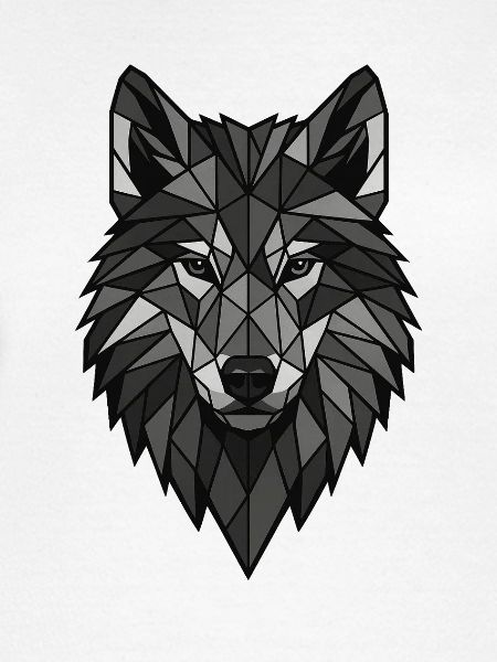 Geometrischer Wolfenkopf Grau