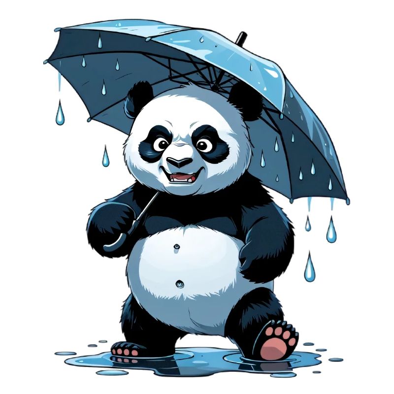 Panda Unter Regenschirm