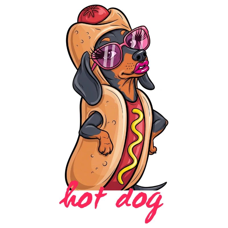 Teckel à la mode comme hot-dog
