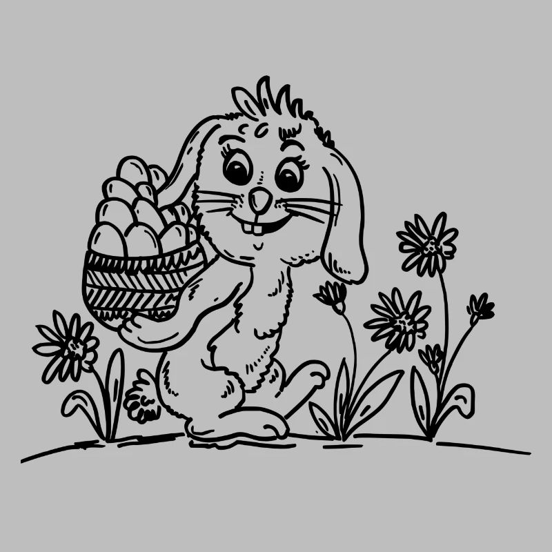 Cute bunny with Easter eggs