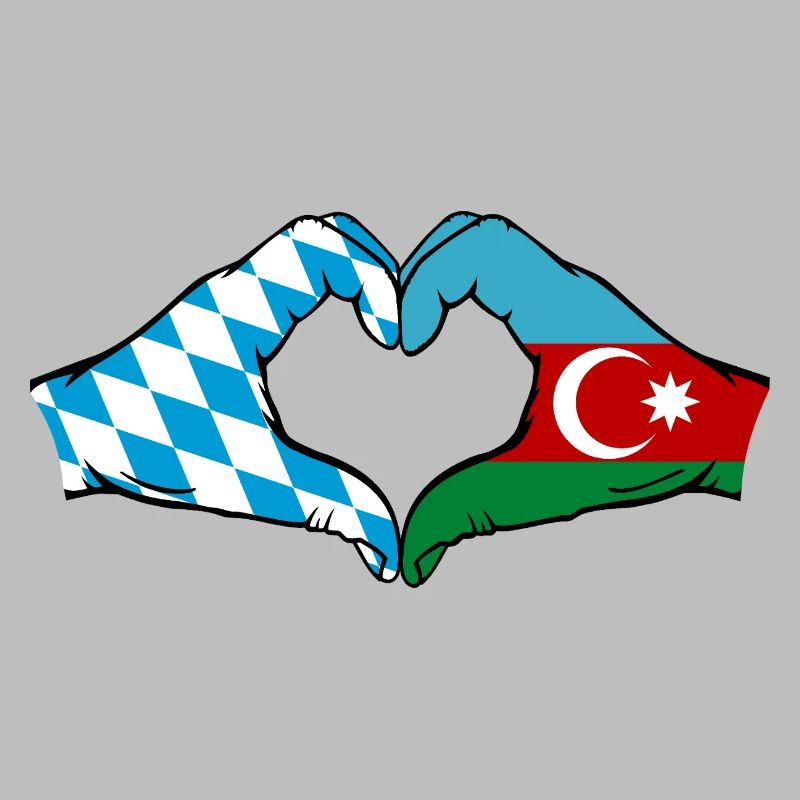 Bavière, Azerbaïdjan, Drapeau, Mains, Forme de coeur