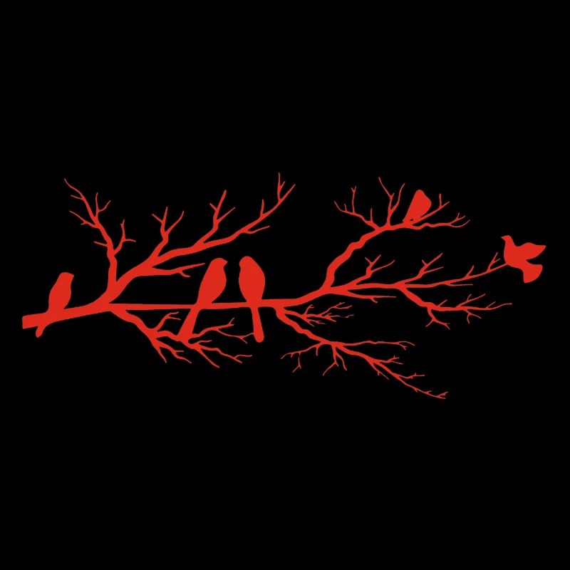 Les oiseaux rouges sur la branche