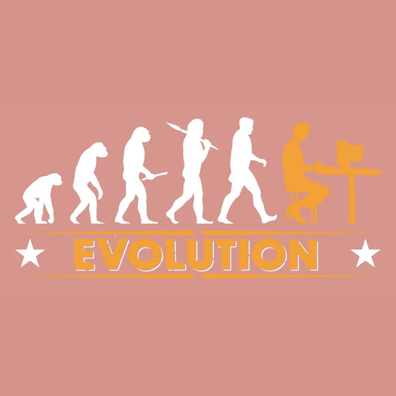 Computer Nerd Evolution - orange/weiss