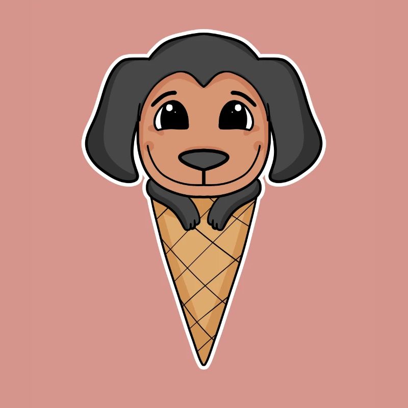 Coonhound mit Eiswaffel - Eis