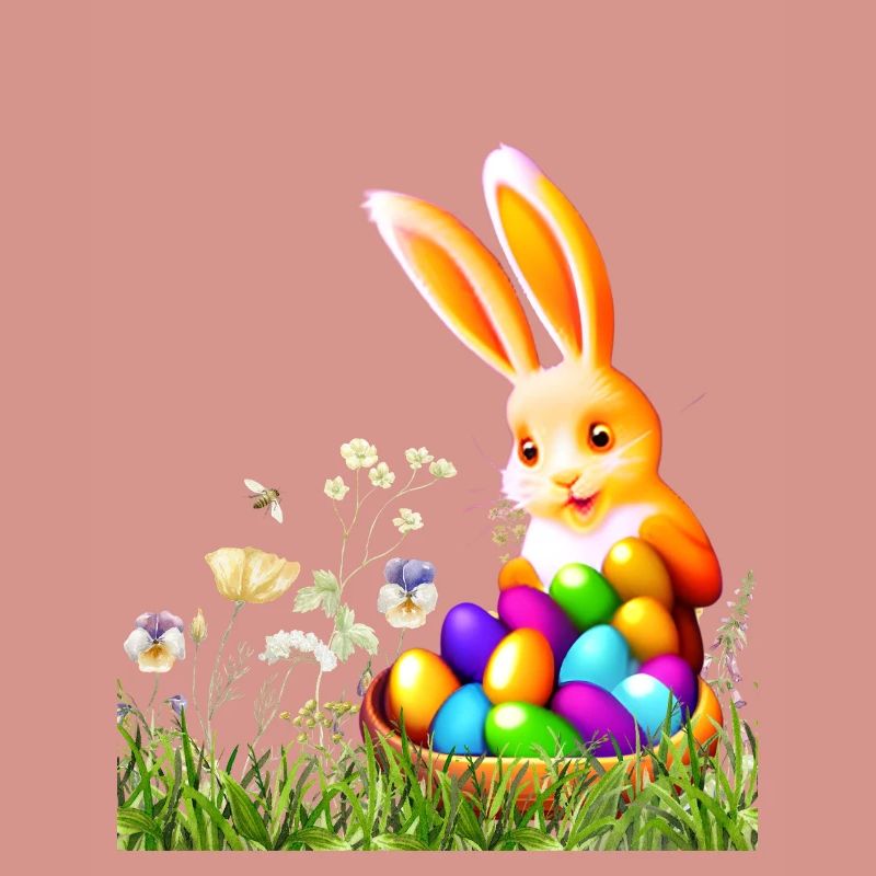 Easter bunny with colorful eggs