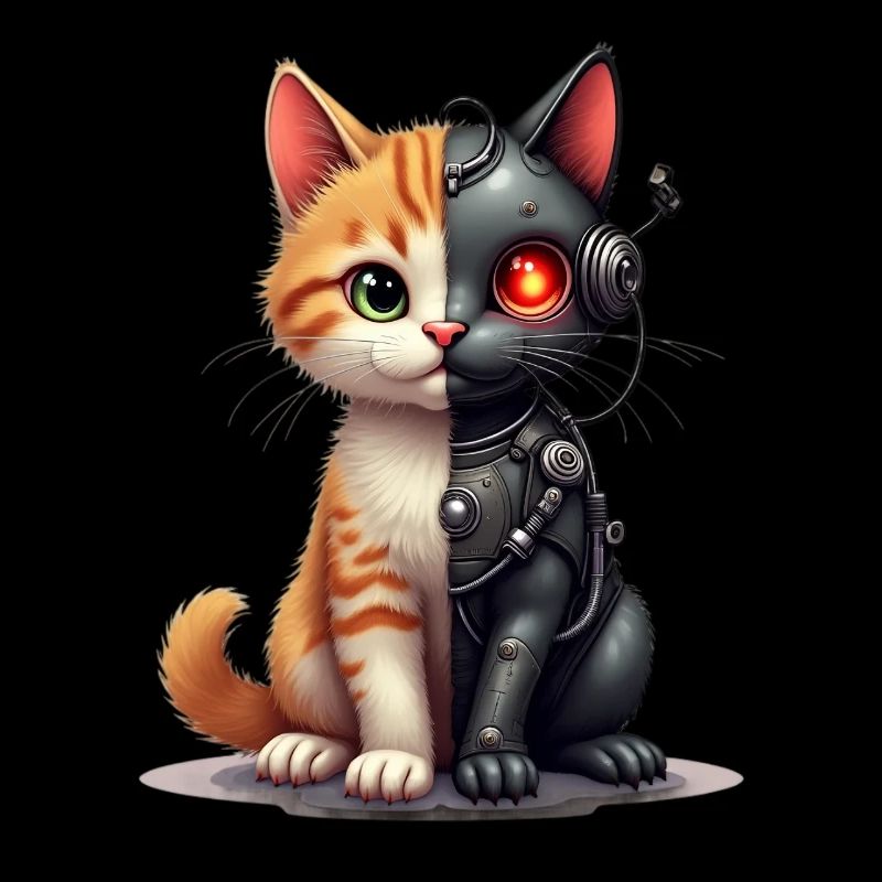 Drôle Robot Chat Tech Chats Cyborg Animal Chat