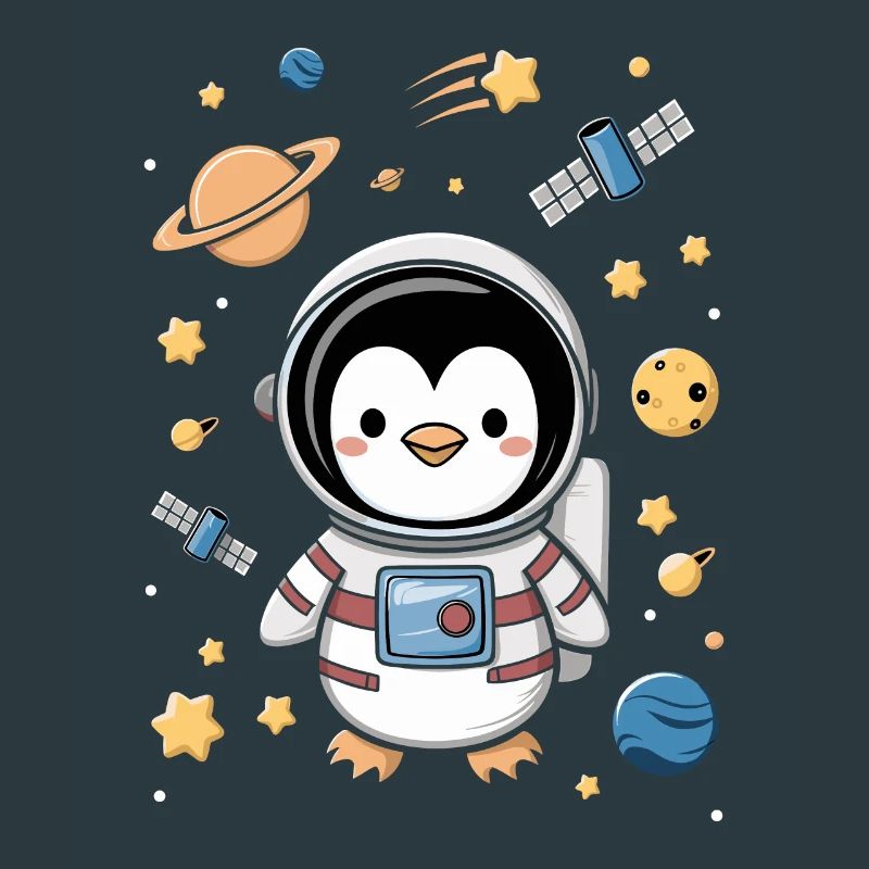 Astronaute d’aventure de pingouin de l’espace