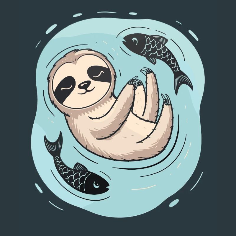 Dreaming Pisces-Zodiac Sloth with Fish