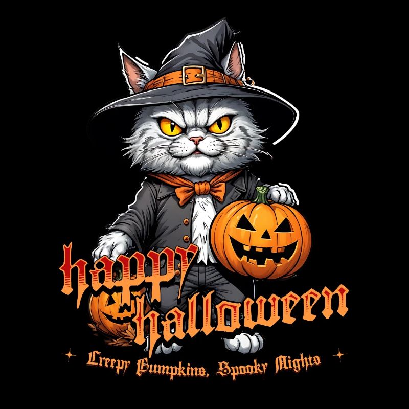 Chat d’Halloween avec citrouille