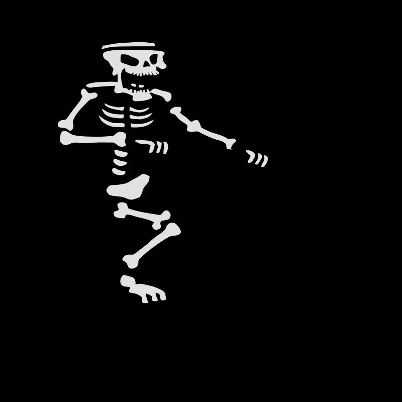 Skeleton with cylinder engine driving cross Bik