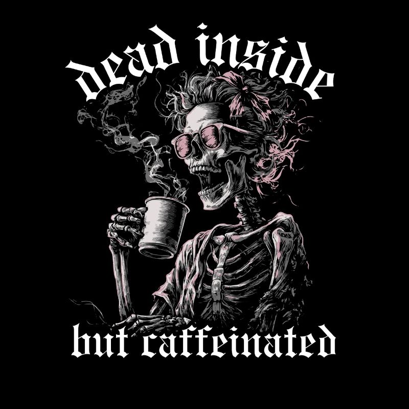 Dead Inside But Caffeinated Coffee Saying Woman