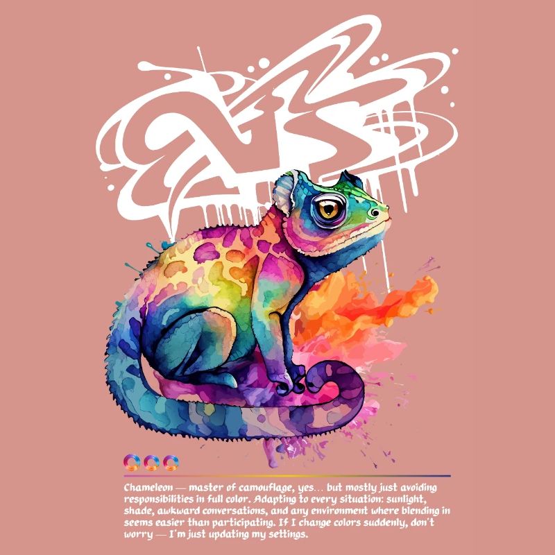 Caméléon coloré avec fond de graffiti
