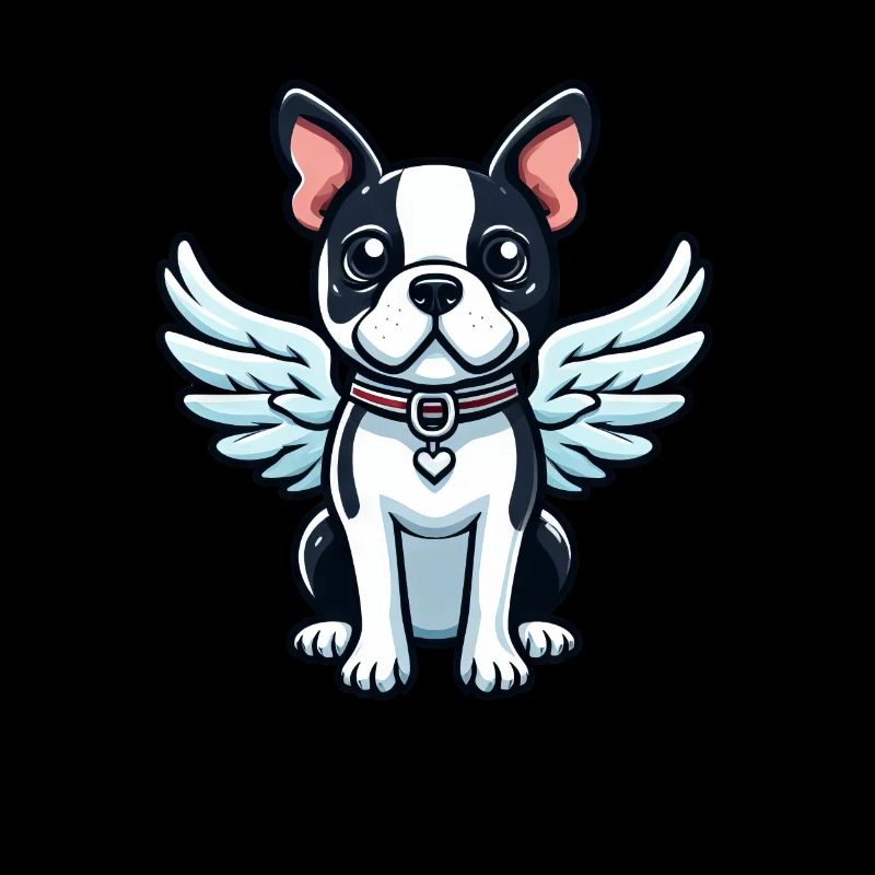 Cute Boston Terrier Angel in Comic Style
