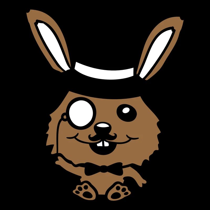 Sir Hase Monokel Brille Bart Zylinder Hut Mr. Herr