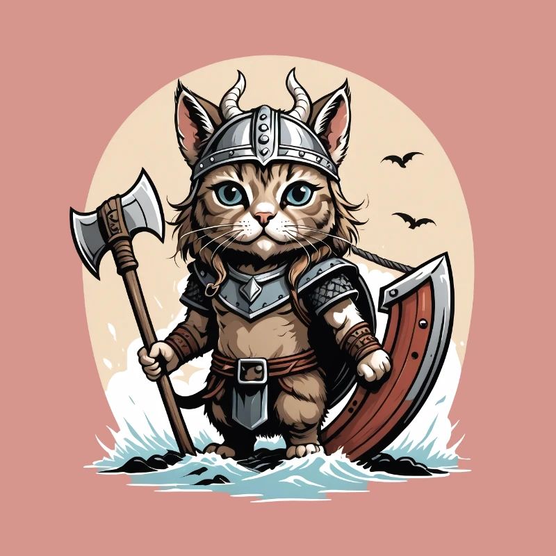 Cat Wikinger Viking Katze Geschenk Süß