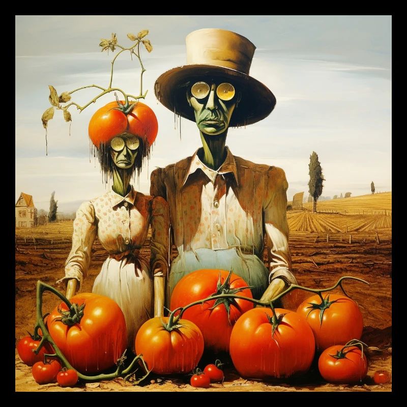 Tomato Farmer Man WomanTomato Landscape Surreal