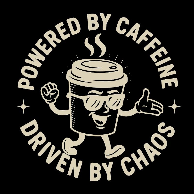 Powered by Caffeine, Driven by Chaos Kaffee Spruch
