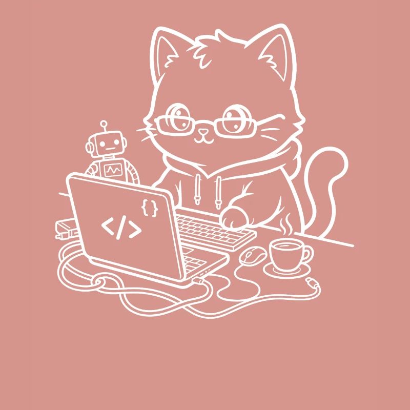 Coder Kawaii Katze Programmierer