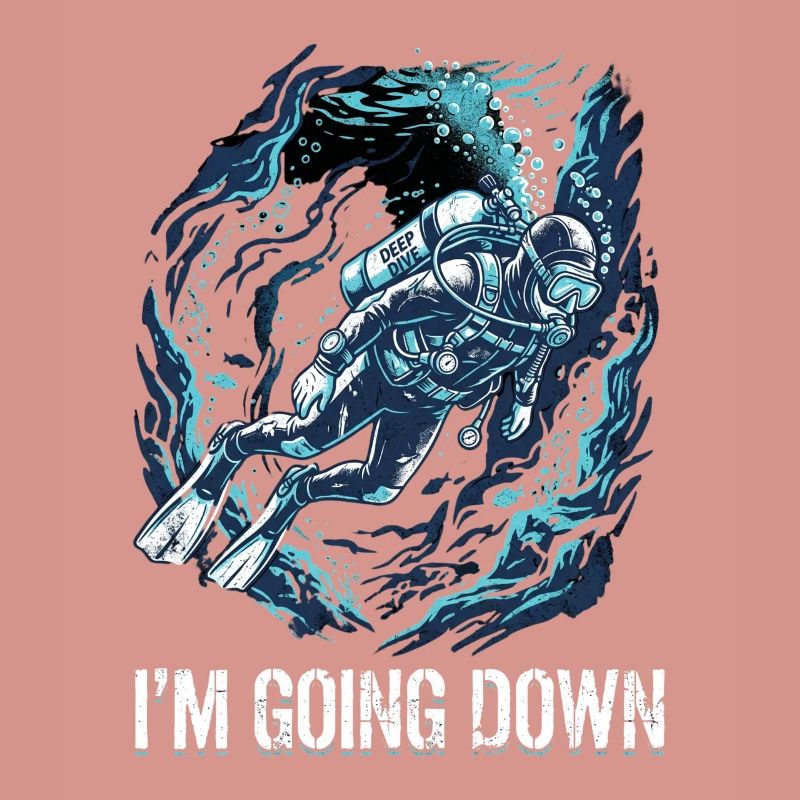 Scuba Diver Scuba Flag Going Down Retro
