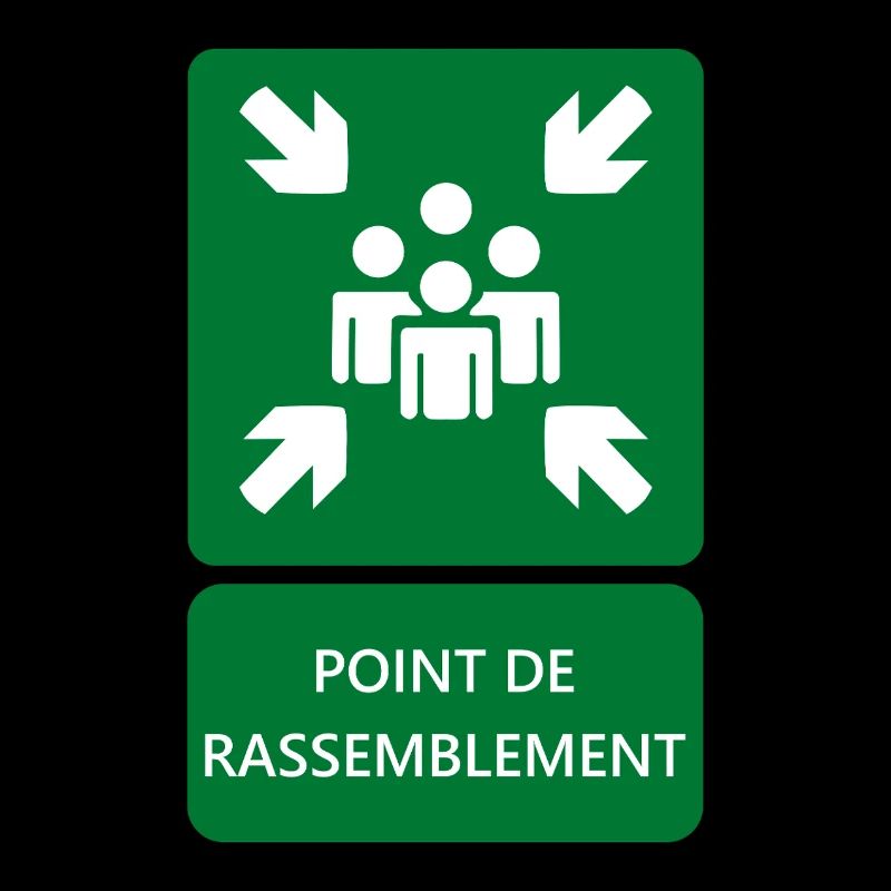 assembly point sign, signage