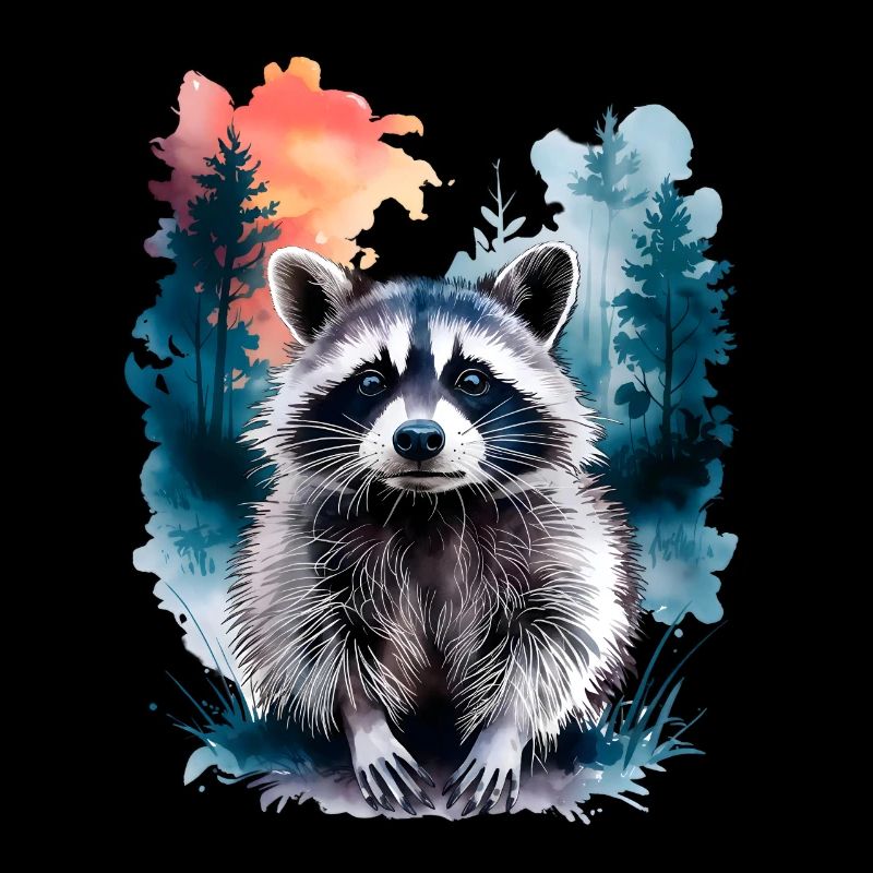 Waschbär Wasserfarben Effekt Kunst Waschbären