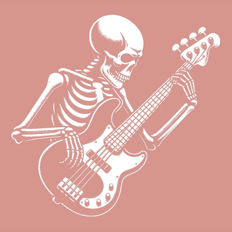 Squelette avec guitare basse. Conception de basses cool