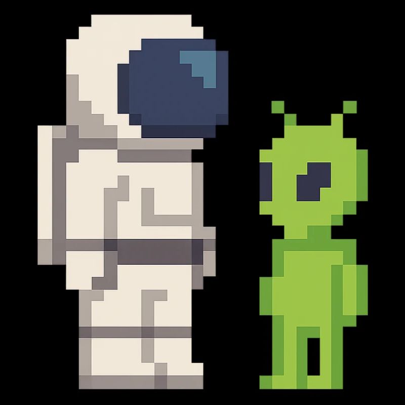 Pixel Astronaut trifft Alien