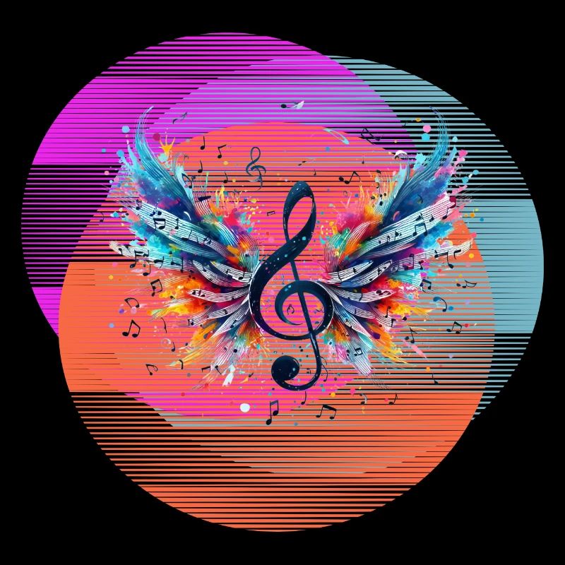 Backprint Techno Party Music Notes