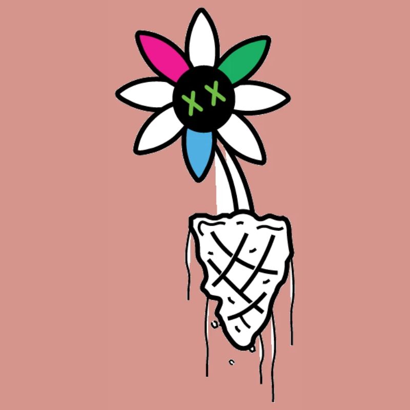 Illustration de crâne de fleur vive