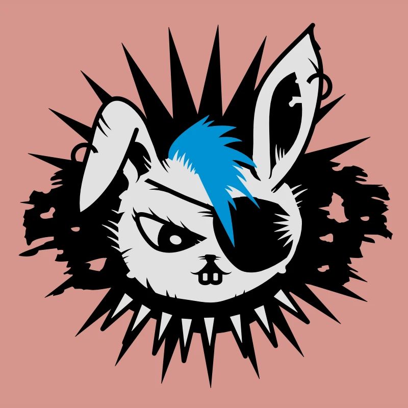 rabbit with an eye patch and a mohawk