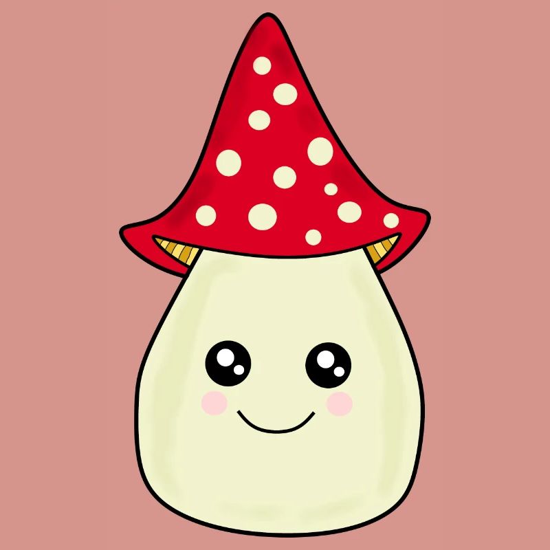 Kawaii champignon Toadstool mignon rouge avec visage