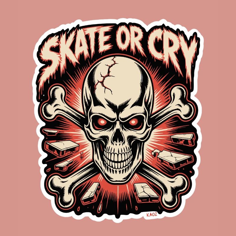 Skate- oder Cry-Skull-Tee-Design