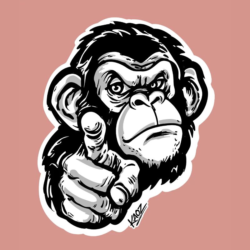 Monochrome Monkey Pointing