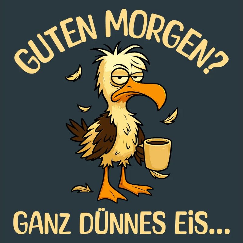 Morgenmuffel Möwe mit Kaffee